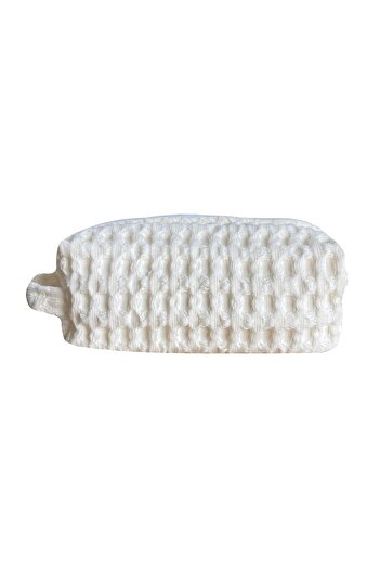Lucy and Home Cream Big Waffle Pike Makeup Bag