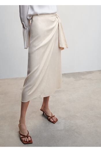 MANGO Woman Knotted Midi Size Skirt