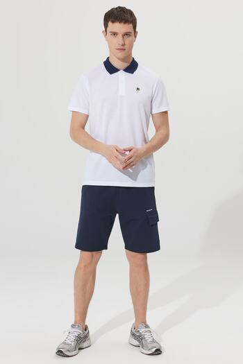 AC&Co / Altınyıldız Classics Pánské bílé Slim Fit Slim Fit Úzký pololímeček Bavlněné tričko s krátkým rukávem