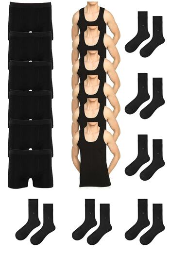 giyimsepeti Pack of 18 Men's Underwear Set: 6 Undershirts, 6 Boxers, 6 Socks