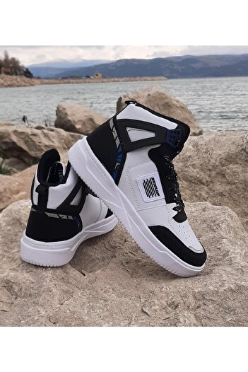 DUNLOP 2243 White-Black Footed Orthopedic High-Top Sneakers