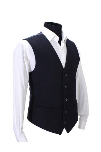 MENTOR REGALO Men's Vest V Neck Navy Blue Plaid Stamp 50549
