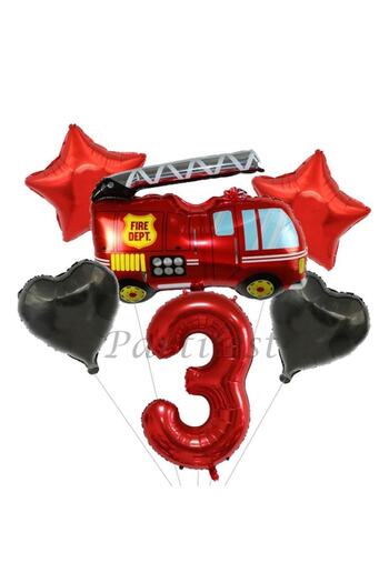 Parti Station Fire Department Balloon Set Fireman Foil Balloon Set Concept Birthday Set Age Balloon
