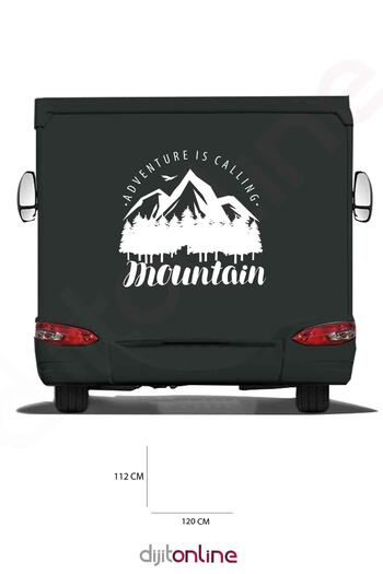 Dijitonline Autocolant Caravan Adventure - Autocolant Pădure și Munte - Compatibil 120x112 Cm