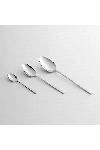 Nehir Dalyan Model Plain Dessert Set: 6 Dessert Spoons and 6 Dessert Forks, Total 12 Pieces