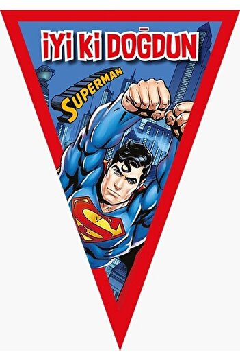 Superman Süpermen Doğum Günü Süsleri 16 kişilik Büyük Boy Afişli 50x70 Cm Doğum Günü Konsepti