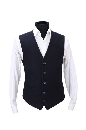 MENTOR REGALO Men's Vest V Neck Navy Blue Plaid Stamp 50549