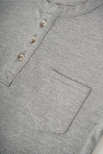 MİNİKO KİDS Boy's Solid Color Button Detailed Pocket Model T-Shirt