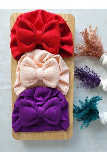 SeherBebeButik Baby Girl & Child Colorful Bow Bone Set of 3