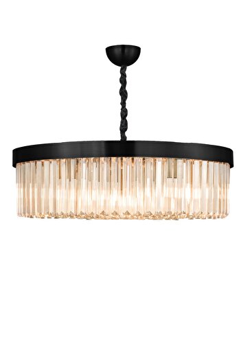 Avizemoda Desina 60'lık Kristal Taşlı Lüks Avize - (siyah)