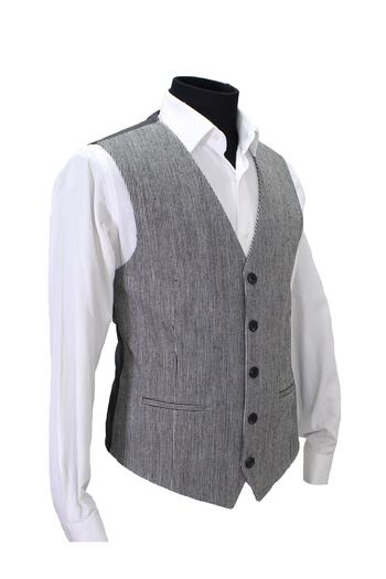 MENTOR REGALO Men's Vest V-Neck Black White Plaid Stamp 50494