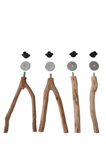 Wooden Bird MuhBird Natural Wood Perch and Fork Perch (4 Pieces)