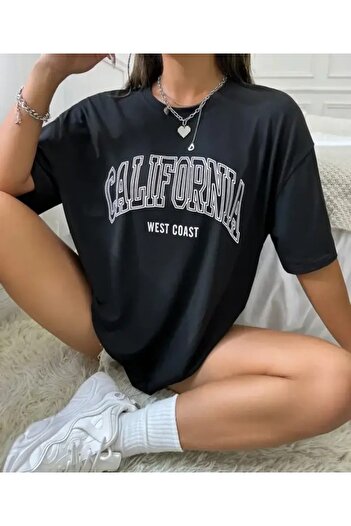 trendgar Μαύρο μπλουζάκι με στάμπα Westcoast California