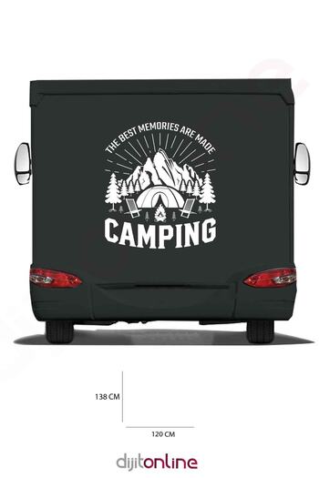 Dijitonline Autocolant Camping Caravană - Autocolant Munte - Autocolant Pădure - 120x138 Cm
