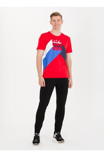 U.S. Polo Assn. Μαύρο ανδρικό φούτερ με κανονική λεπτή μέση Heroldıy023