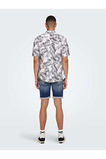 Only & Sons Onsbes Reg Ctn Slub Leaf Ss Shirt Men's Shirt - 22025050