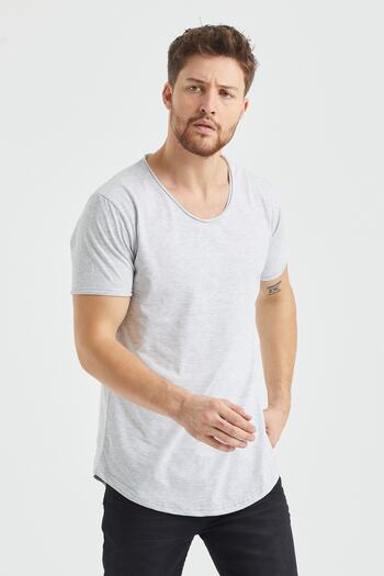 Tarz Cool Gray Dirty Collar Casual T-shirt- Tcpsr09s