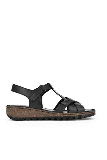 Ziya Genuine Leather Women's Sandals - 1411008 Z207 Black