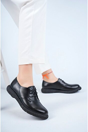 Deripabuc Genuine Leather Black Women's Leather Casual Shoes Trc-Cld1