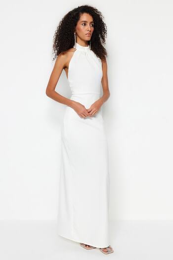 Trendyol Collection Ecru Lined Woven Wedding/Nikah Long Evening Dress TPRSS23AE00013