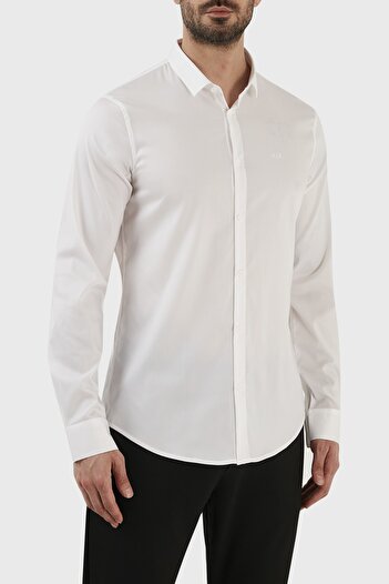 Armani Exchange Με λογότυπο Μακρυμάνικο Stretch Πουκάμισο Ανδρικό Πουκάμισο 8nzc49 Znyxz 1100