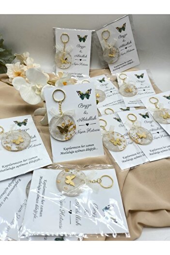 ZEKAAVM Epoxy Keychain with 25 Cards Wedding, Henna, Promise, Engagement Gift Keychain Gift