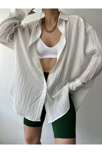 MAİ COLLECTİON Durres White Oversize Shirt
