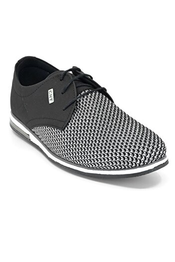 Riccon Black Knitted Men's Casual Shoes