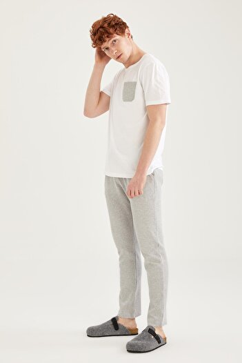 DeFacto Men's White Regular Fit Basic Pajama Bottom T9040AZ21SP