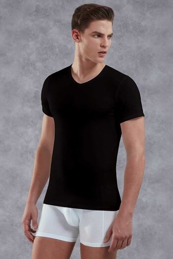 Doreanse 2855 V Neck Short Sleeve T-shirt Black