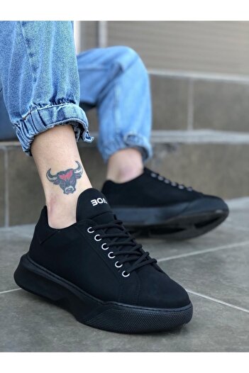 BOA Ba0161 Lace-up Men's High Sole Black Sports Shoes