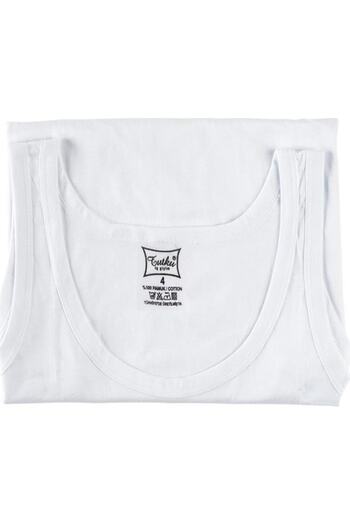 Tutku Seher Boy's White Combed Cotton Tank Top