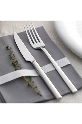 Nehir Dalyan Model Simple Daily Dinnerware Set 6 Pieces of Dinner Spoon, Fork and Knife, 18 Pieces in Total
