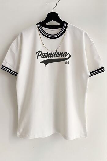 FUWEAR Unisex New Season Oversize Pasadena Printed Summer T-shirt