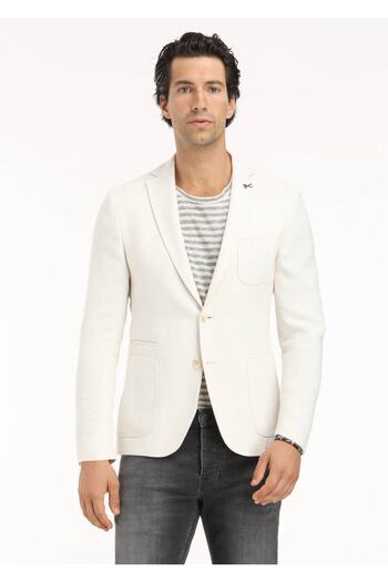 Ramsey Ekru Desenli Shirt Shoulder-slim Fit Pamuk Karışımlı Ceket