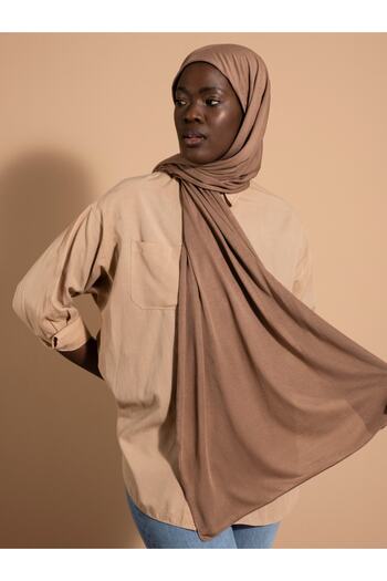 Carine Scarf Σοκολατένιο χτενισμένο βαμβακερό σάλι Premium