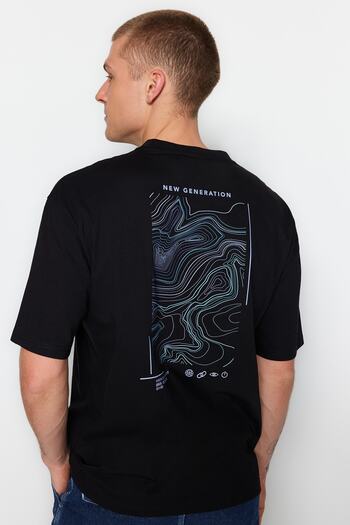 Trendyol Collection Βαμβακερό μπλουζάκι με μαύρη στάμπα - TMNSS23TS00238