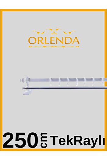 Orlenda White Wooden Head Aluminum Pipe Rustic Curtain Hanger Single Rail 250 Cm