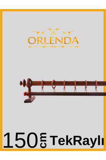 Orlenda Cherry Wood Headed Aluminum Pipe Rustic Curtain Hanger Single Rail 150 Cm