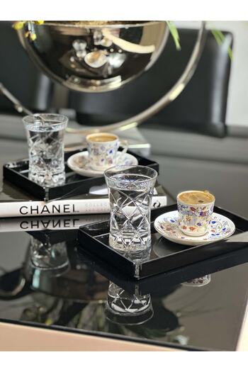 SepetçiBaba 2-Piece Black Presentation Engagement Coffee Plexi Tray
