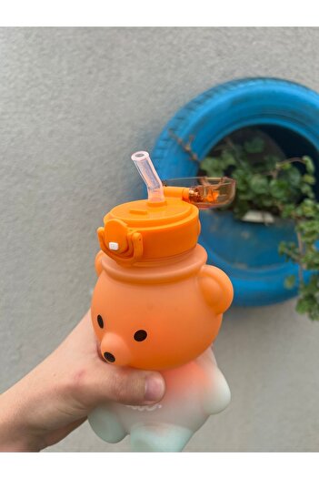 KaramelStore Smile Teddy Bear Model Water Bottle Water Bottle 800 ml Bpa Freesiness Children's School Water Bottle