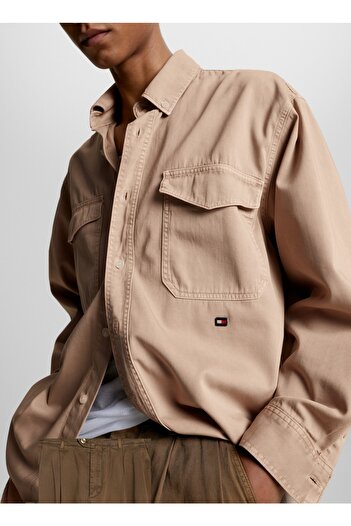 Tommy Hilfiger Düğmeli Yaka Bej Erkek Gömlek Mw0mw31197af6