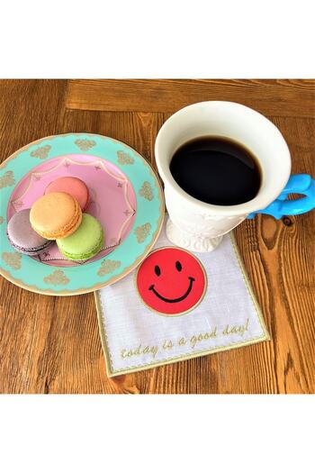 ge living Smile Patterned Orange Cocktail Napkin (1 Piece)