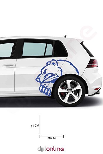 Dijitonline Autocolant pentru mașină 2 bucăți - Autocolant Angry Bear - 70x61 Cm