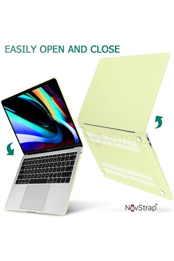 NovStrap Apple Macbook Air M1 Çip A2337 A1932 A2179 13.3" Uyumlu Kılıf Cream Hard Shell Rubber Kapak