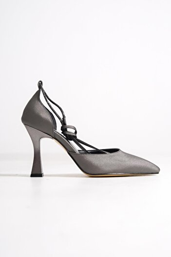 Modabuymus Platinum Gray Stoned Stiletto Evening Dress Heeled Shoes