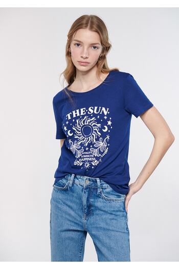 Mavi Tricou cu imprimeu The Sun, cu croială normală / croială normală 1611298-70899
