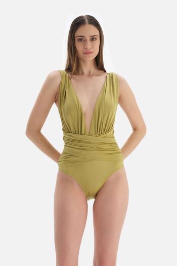 Dagi Pistachio Green Deep V Swimsuit