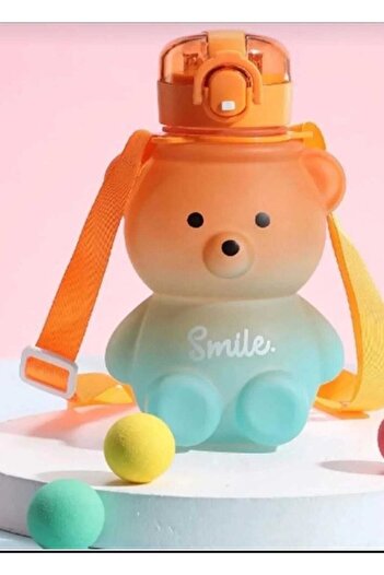 KaramelStore Smile Teddy Bear Model Water Bottle Water Bottle 800 ml Bpa Freesiness Children's School Water Bottle
