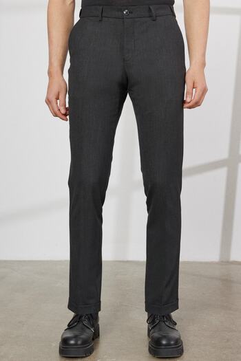 ALTINYILDIZ CLASSICS Pánské černé elastické kalhoty Comfort Fit s uvolněným střihem postranní kapsy se vzorem elastického pasu